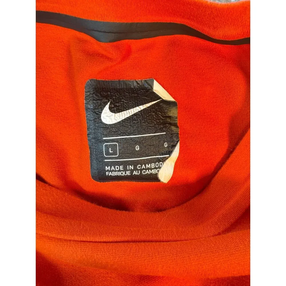 Nike Mens T-Shirt Size L Bright Orange Rayon Blend Short Sleeve Athletic Tee
